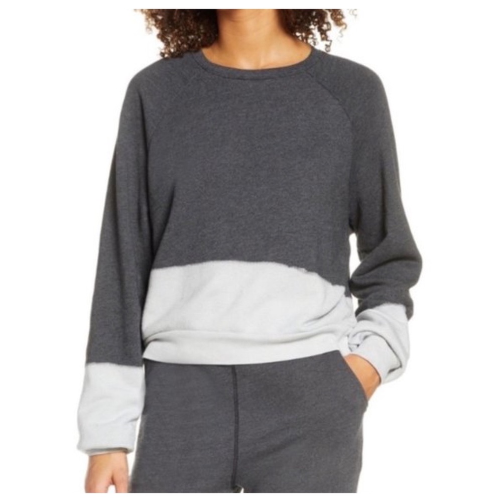 Zella All Day Dip Dye Crew Neck Sweatshirt in Grey Forged Size M & L